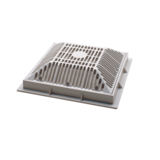 Rejilla plástica cuadrada 9"x9"antiatrapamiento, incluye marco