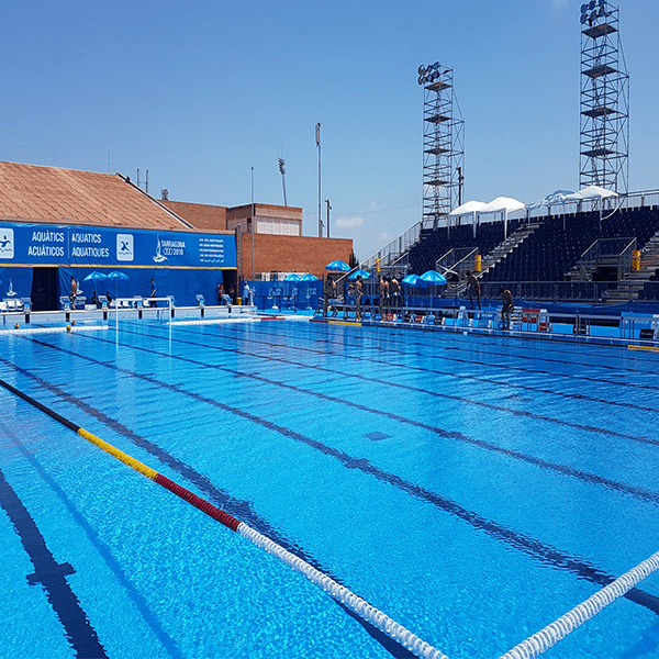 Líneas longitudinales campo masculino de 50m. disposición de colores según normas