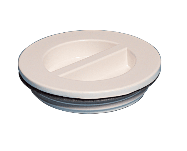 Tapón roscado para toma de aspirado de 1.5" , PVC, color blanco