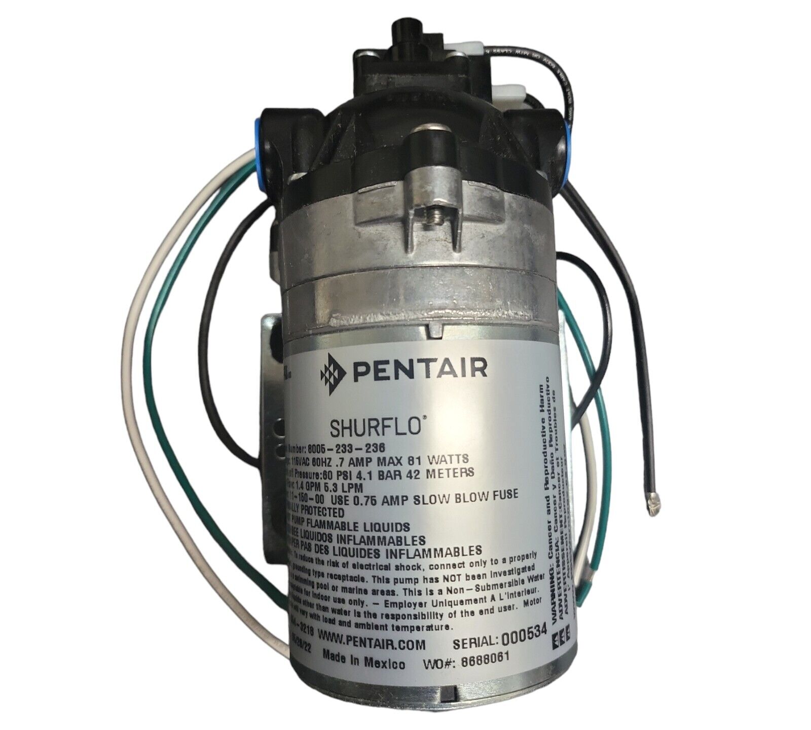 SHURFLO, bomba de presión, caudal de operación 1.5 GPM