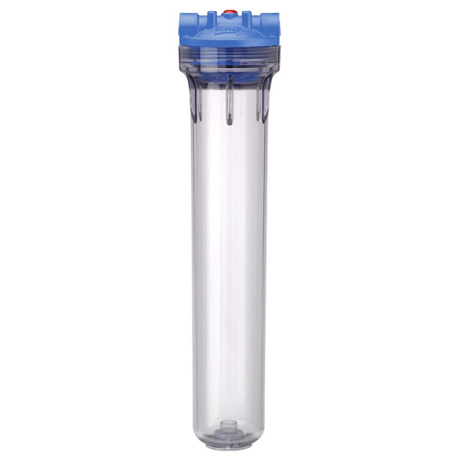 Carcasa Standard, cuerpo color transparente y tapa azul